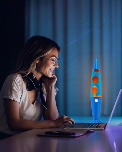 Image of Vanful Orange Liquid Motion Lamp 16 Inches for Adults and Kids, Blue Base Magma Lamp Set The Mood for Home Living Room Office Bedroom Decor, Magma Lamp Night Light Cool Present for Boys Girls Teens