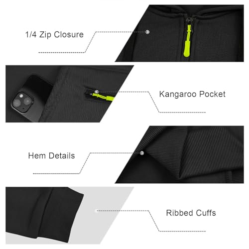 Rela Bota Mens Hoodies Quarter Zip Hoodie Colour Contrast Hooded Sweatshirt Long Sleeve Hoody Tops with Pocket - Image 6