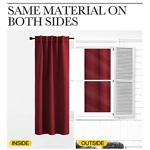 Nicetown Blackout Curtain Panels For Girls (Red Color) 52W X 72L, 2 Panels, Noise Reducing Back Tab Blackout Draperies #TOP5