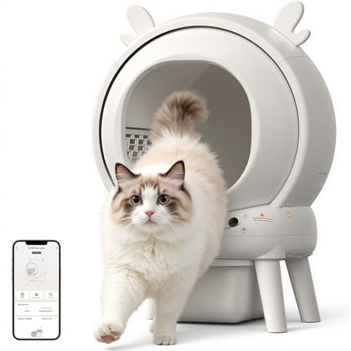 Lettiera Gatto Autopulente, Lettiera Automatica Per Gatti 60L, Sensori di Sicurezza, Anti Trappola, Antiodore, Controllo App, Pulizia Facile, Grande Capacità, Toilette per gatti ldeale per Multi Gatti