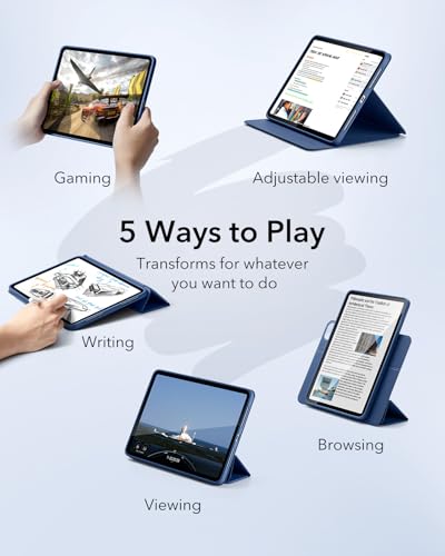 Image of ESR for iPad Pro M5 /M4 13 Inch Cover, iPad Pro 13 Case 2025 /2024 with Pencil Holder, Removable Magnetic Cover, Vertical Stand, Fully Supports Pencil Pro and Pencil (USB-C), Rebound 360 Series, Blue