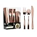 Plastic Cutlery Silverware Extra Heavyweight Disposable Flatware, Full Size Cutlery Combo, Rose Gold, Value Pack 96 Count