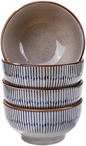 Amazon.com | Japanese Style Rice Bowl Set of 4 Creative Ceramic Sushi ...