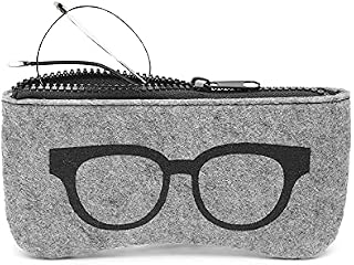 Soft Felt Zippered Anti-Scratch EyeGlasses Case Slip in Sunglasses Pouch with Cleaning Cloth