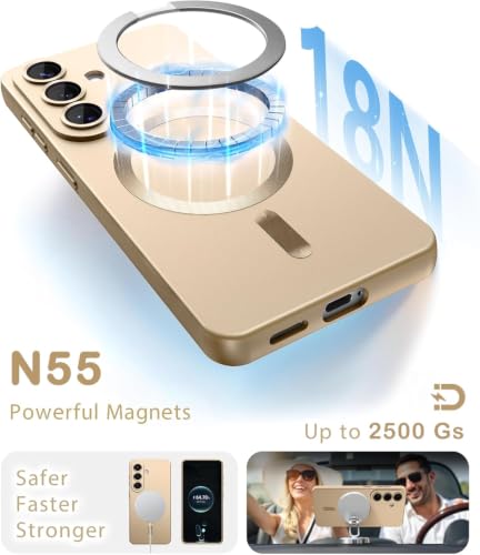 Image of DIZORO Compatible with Samsung S26 Case, Compatible with Mag Safe, Matte Luxury Metallic Luster Flexible TPU Wireless Charging Shockproof Case with Camera Protector Desert