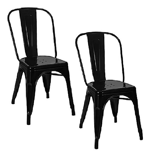 Cadeira Tolix Iron Aço Metal Industrial Preta 2 Unidades