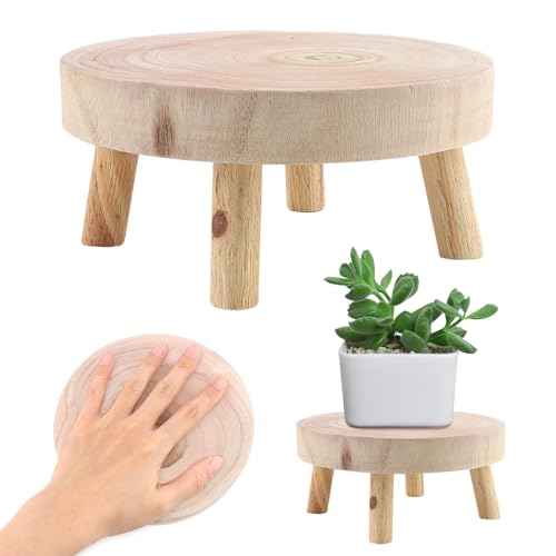 Mini taburete redondo de madera, taburete escalonado de madera, soporte para plantas, taburete de jardín, taburete bajo, taburete escalonado, taburete de cama redondo para niños y adultos