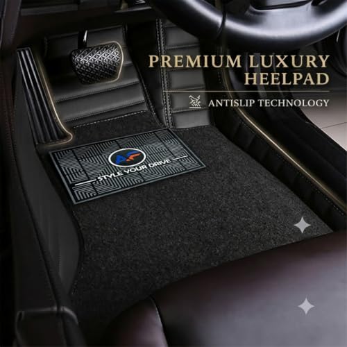 Image of Autofurnish Premium 9D Car Mat Full Set for Mahindra XUV 3XO (Manual) 2024 || Luxury Leather Dual-Stitch Full Set 9D Car Floor Mat || 100% Waterproof || Color : Black Black