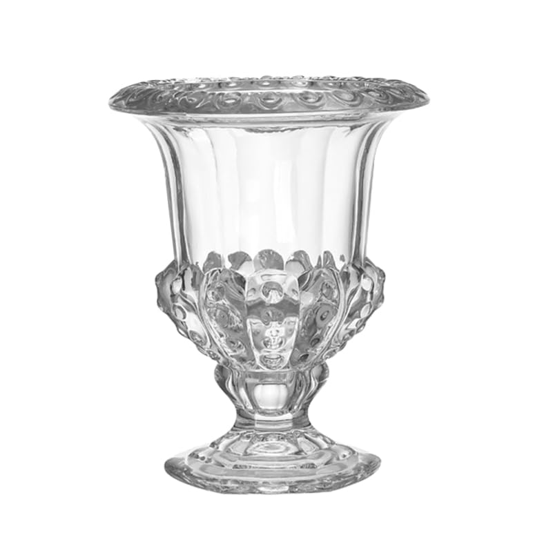 Jojofuny JarróN Transparente De Cristal Retro De 8.58X6.61X6.61In Florero Decorativo para Mesa con Porta Velas Adorno para Hogar Oficina Bodas Y Arreglos