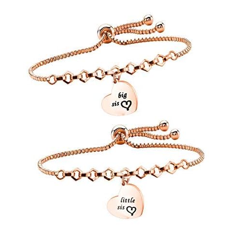 QIIER Big Sis Lil Sis Bracelets Set for 2 Sisters Adjustable Family Bracelets Sister Friendship Jewelry Sister Gift Cover