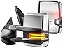MOSTPLUS Power Heated Chrome Towing Mirrors Compatible for Chevy Silverado Suburban Tahoe GMC Serria Yukon 2008-2013 w/Swichback Sequential Turn light, Clearance Lamp, Running Light(Set of 2)