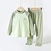 Boys Girls Blocking Shoulder Sleeve Long Sleeve Tops Pants Thermal Underwear Set Baby Boy Fall (Green, 15-16 Years)