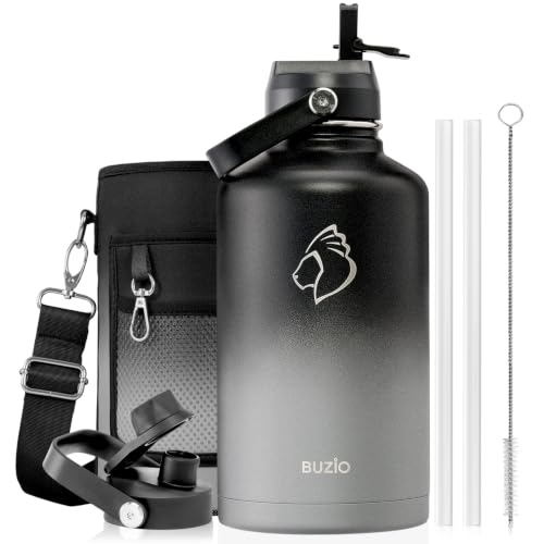 Image of BUZIO 64 oz Insulated Stainless Steel Water Bottle with Dust-proof Lids
