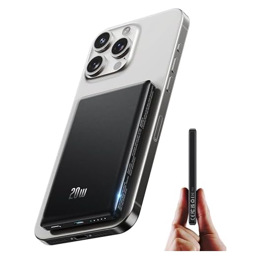 PowerBank Ultra Slim Power Bank per MagSafe, Wireless PowerBank Magnetico 5000mAh, 20W Ricarica Rapida Caricatore Portatile per iPhone 16/15/14/13/12/Pro/Plus/Max Series, Batteria Portatile Nero 2025