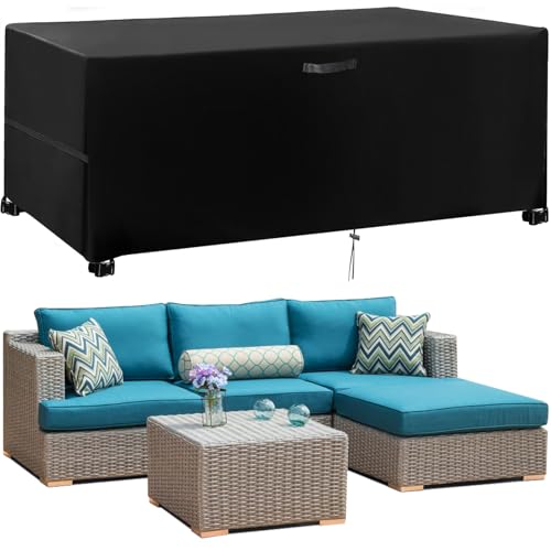 GUHAOOL Funda para Mesa de Jardín, 420D Oxford Funda para Muebles de jardín Impermeable,Funda Sofa Jardin Exterior, Anti Viento Anti Uv Para Mesas Sillas Sofás Exterior Funda Protectoras,213x132x74cm