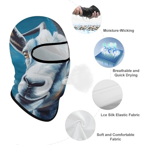 Balaclava para hombre y mujer diseño cabra azul máscara facial completa para ciclismo miniatura 3