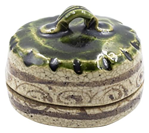 Amazon｜織部はじき香合（鉄山作） 化粧箱入 [5.6×4.7cm 88g]｜香合