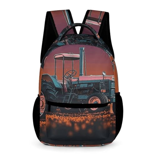 Aesthetic Tractor Backpack for Travel, Ultra Durable Small Bookbag Lightweight Daypack for Women Men