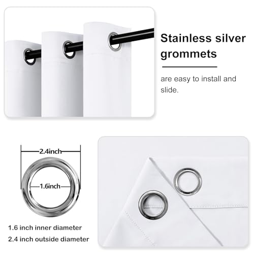 Image of DWCN Blackout Curtains Thermal Insulated Room Darkening Grommet Window Treatment Solid Block Light Curtain Drapes for Bedroom Living Room 38 x 54 Inch Length, 2 Thick Greyish White Panels