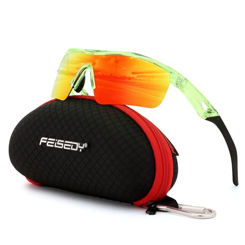 Image of FEISEDY Kids Polarized Sports Sunglasses, TR90 UV400 Baseball Cycling | LightWeight Wrap-Around for Boys Girls, TAC Polarized Lens blocks 100% UVA /UVB, Baseball /Softball /Cycling /Running B2454