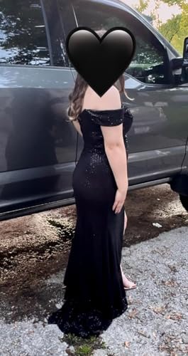 Sevintage Sequin Mermaid Prom Dress for Women Long Off Shoulder Sparkly Bridesmaid Dresses Slit Formal Gown4