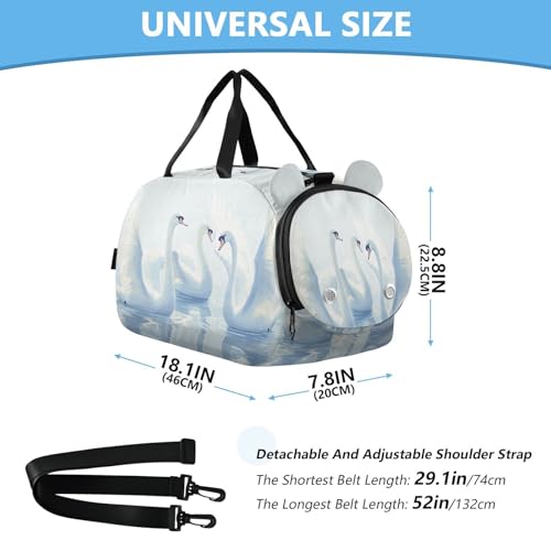 White Swan Water Kids Travel Duffel Bag for Boys Girls Overnight Weekend Tote Bag with Shoes Compartment for Dance Gym Sports3