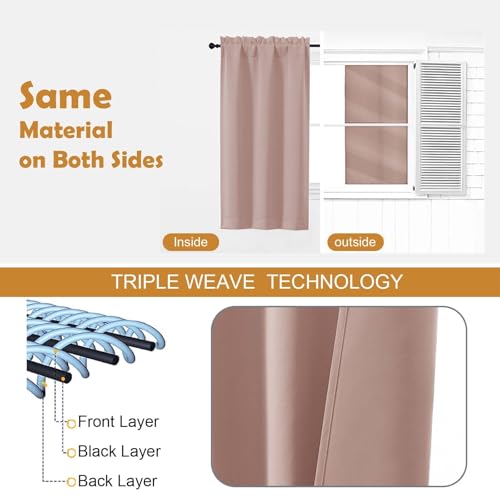 Image of Aiyufeng Blush Blackout Curtains, 2 Panels Set, 40 inchW x 72 inchL, Modern, Contemporary Style, Pinch Pleat Top, Blackout, Thermal Insulated, Polyester, Bedroom, Machine Washable