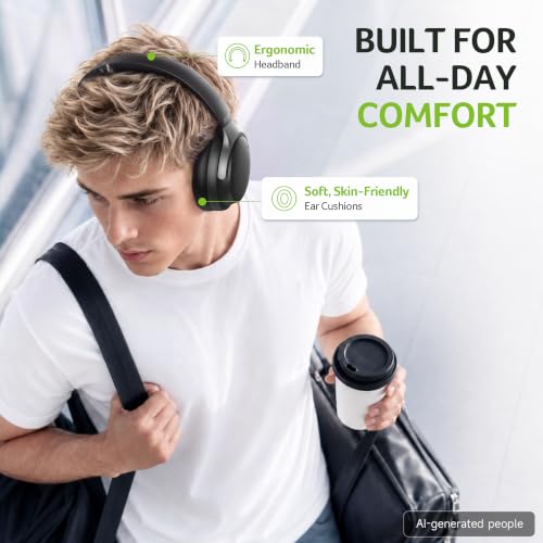 Acer Active Noise Cancelling Headphones,Wireless Bluetooth Over-Ear,Black - image 5