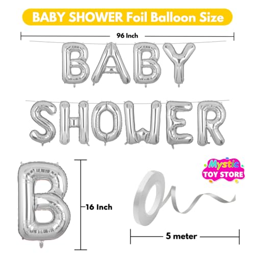 Image of Baby Shower Banner Silver for Home Foil Balloon Decoration Decor Celebration Silver