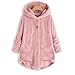Bluelucon Veste à capuche en peluche pour femme - Veste polaire douillette - Pull long irrégulier avec polaire en peluche - Veste chaude en laine