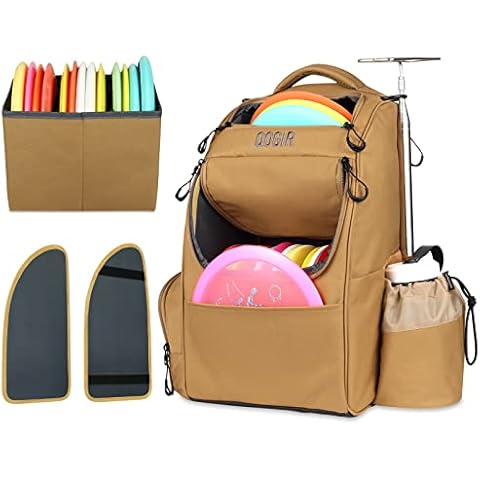 QOGIR Disc Golf Bag, Durable Disc Golf Backpack, Lightweight Frisbee Golf Bag with Two Sidewall Supports and Dividers Design, Introductory Frisbee Golf Bag for Disc Golf Sport Cover