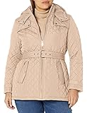 Tommy Hilfiger Women's Zip Front Belted Diamond Quilt Hooded Jacket
