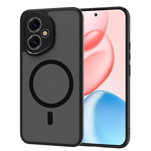 AOMYKE für Honor 400 Hülle Magnetisch Handyhülle für Honor 400 [Kompatibel mit MagSafe] Transluzente Matte Anti-Fingerabdruck Kratzfeste PC Rückseite + TPU Bumper Schwarz