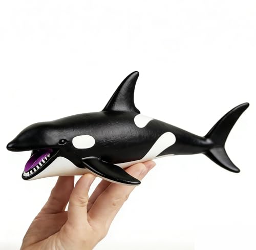 Image of SmilerSmile 7.8 inch Orca Figurine Plastic Sea Creature Toy | Solid PVC Action Figure, Simulation Sea Animals, Educational Ocean Animal Model, Non-toxic Safe Bath Toy