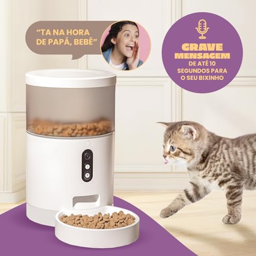 Alimentador Pet Gato Cão Automático Wi-fi Câmera Smart