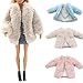 AUsagg Manteau d'hiver pour poupée, manteau tendance en peluche, coupe-vent, vêtements décontractés, accessoires pour poupée Barbie, Noël, Nouvel An, anniversaire