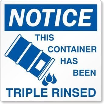 "This Container HAS Been Triple Rinsed" 6" x 6" Industrial Labels, Paper - Pack of 100