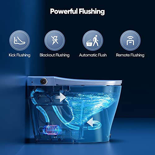 Inodoro inteligente integrado HOROW actualizado, inodoros unipieza automáticos premium con núcleo de descarga eléctrica y chip inteligente incorporado, asiento bidé calefactado con agua tibia instantánea miniatura 3