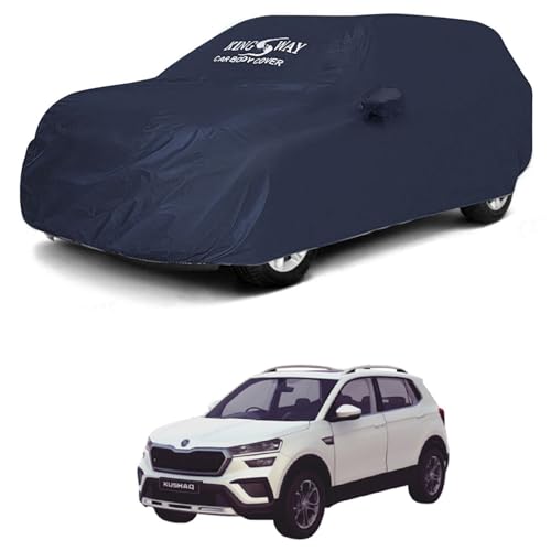 Image of KINGSWAY Accessories Waterproof Car Cover Only Compatible with Skoda Kushaq Year 2021 Onwards, Mirror Pockets, Bird Poop, All Weather, Scratch and UV Protection Car Body Cover, Grey
