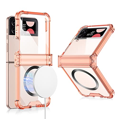Protection charnière Galaxy Z Flip 4 antichoc transparente orange rose