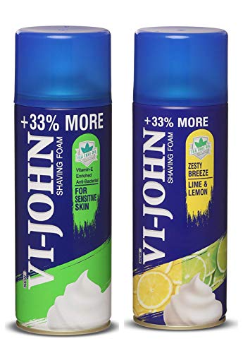 Image of VI - JOHN Smooth Shave Foam For Men | Shaving Foam Cream + Lime & Lemon (pack of 2,400gm Each)