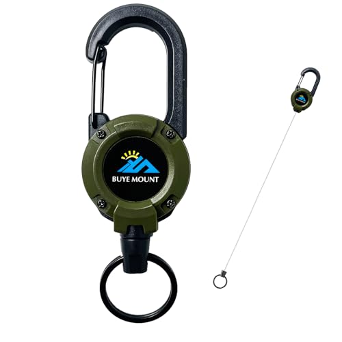 Yojaro Retractable Keychain Heavy Duty, Multitool Carabiner Badge Holder, Retractable Keychain Clip Id Holder, Upgraded 58cm Stainless Steel Cord, Suitable for Men and Women Green