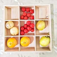 Anktily Quadratische Aufbewahrungsbox aus unbehandeltem Holz, 9 Fächer, Präsentationsbox für Socken, Unterwäsche, Schmuck und Sammlerstücke – Ansicht 5