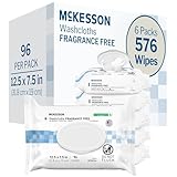 McKesson Washcloth Wipes for Adults, Unscented (6 Pack, 576 Washcloths) Disposable Wash Cloths for Body - Fragrance-Free No-Rinse Formula - Good for Incontinence and Elderly - 96 Wipes Per Pack