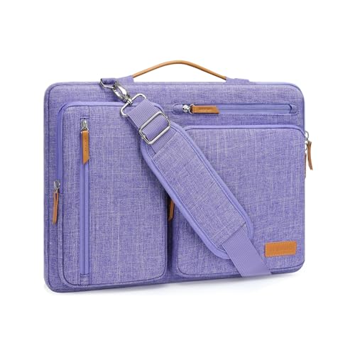 Image of MOSISO 360 Protective Laptop Shoulder Bag,13-13.3 inch Computer Bag Compatible with MacBook, HP, Dell, Lenovo, Asus Notebook,Side Open Messenger Bag with 4 Zipper Pockets&Handle, Purple