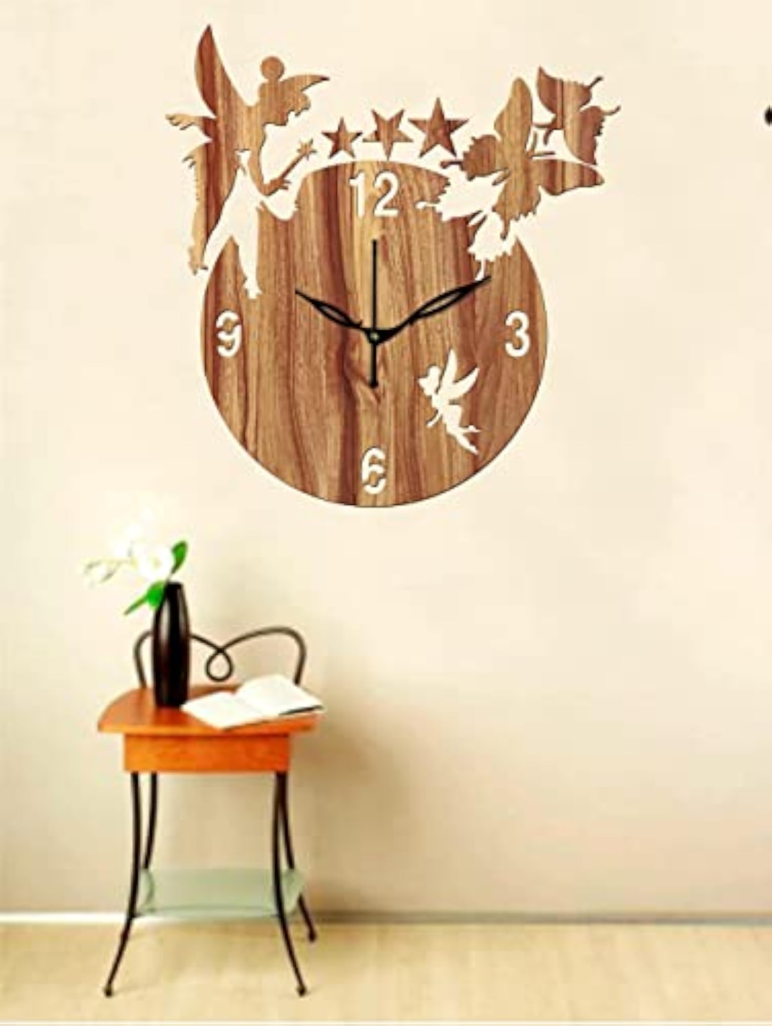 Wooden Wall Clock, 10-Inch Aum Design, Small Size