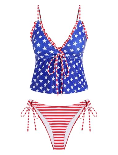 Image of ZAFUL Women's V Neck Textured Knot Tie Ruffle Trim Tankini Swimsuits
