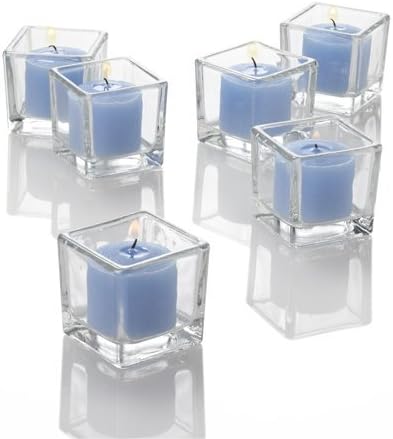 Richland Set of 144 Blue Ocean Breeze Votive Candles and 144 Square Votive Holders