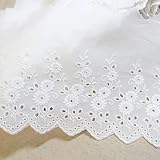 14Yds Broderie Anglaise Cotton Eyelet lace Trim 15cm YH1039 (White)