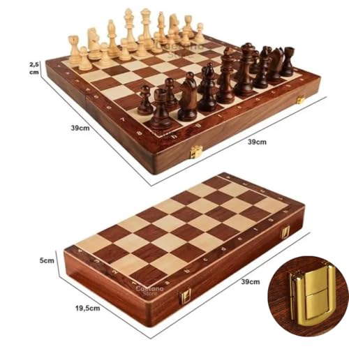 Jogo Xadrez Tabuleiro De Madeira Profissional Grande Luxo